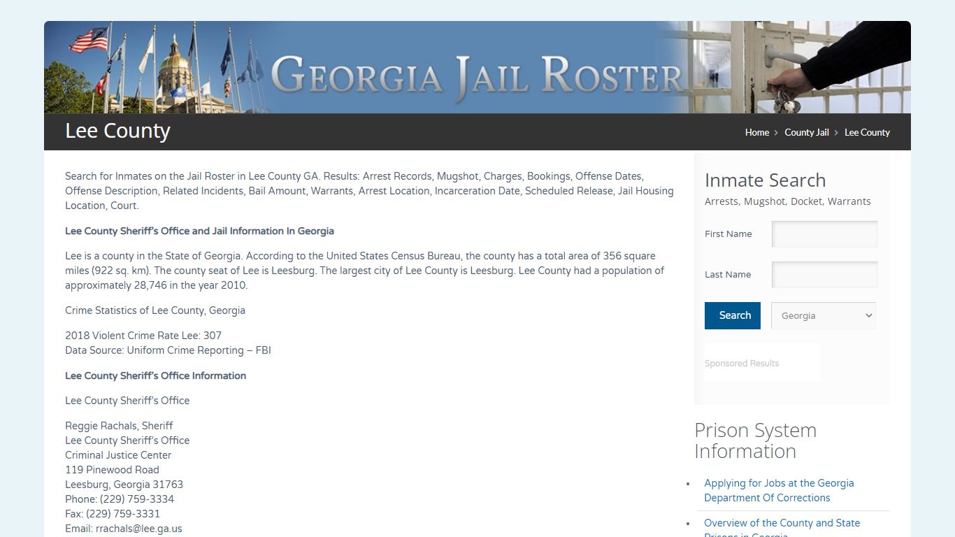 Lee County | Georgia Jail Inmate Search